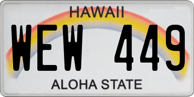 HI license plate WEW449