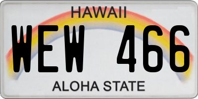 HI license plate WEW466