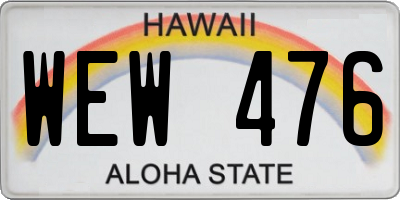 HI license plate WEW476