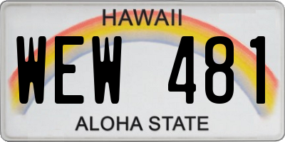 HI license plate WEW481