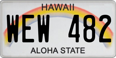 HI license plate WEW482