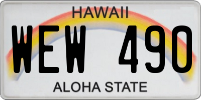 HI license plate WEW490