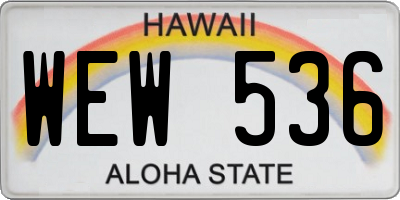 HI license plate WEW536