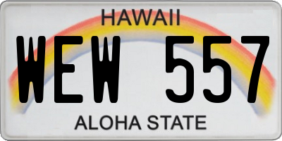 HI license plate WEW557