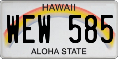 HI license plate WEW585