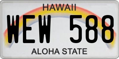 HI license plate WEW588