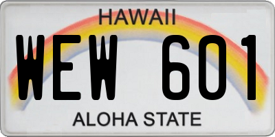 HI license plate WEW601