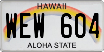 HI license plate WEW604