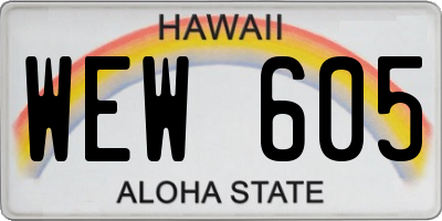 HI license plate WEW605
