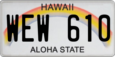 HI license plate WEW610