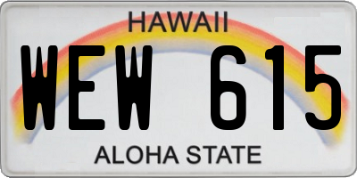 HI license plate WEW615