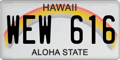 HI license plate WEW616