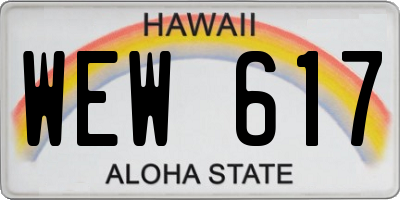 HI license plate WEW617