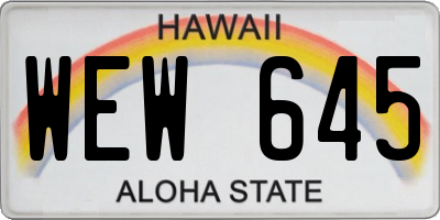HI license plate WEW645