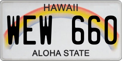 HI license plate WEW660