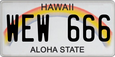 HI license plate WEW666