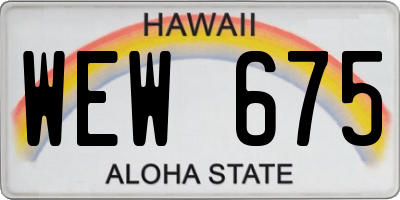 HI license plate WEW675
