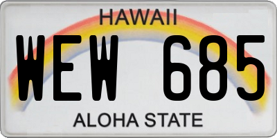 HI license plate WEW685
