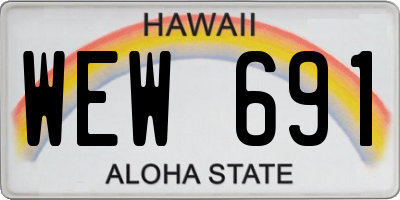 HI license plate WEW691
