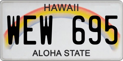 HI license plate WEW695