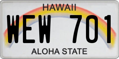 HI license plate WEW701