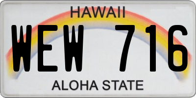 HI license plate WEW716