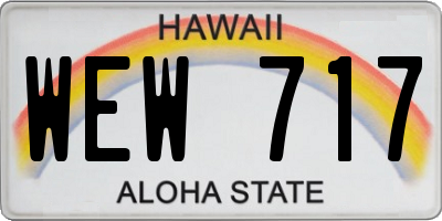 HI license plate WEW717