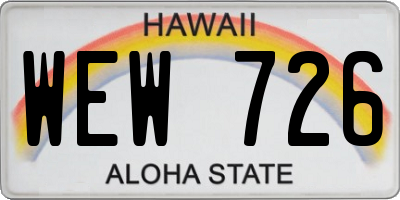 HI license plate WEW726