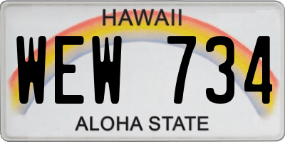 HI license plate WEW734