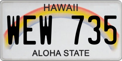 HI license plate WEW735