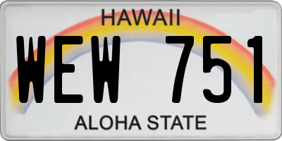 HI license plate WEW751
