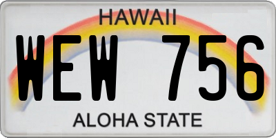 HI license plate WEW756