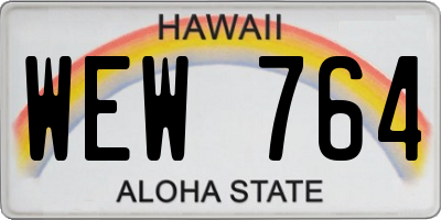 HI license plate WEW764