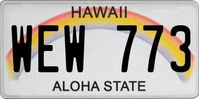 HI license plate WEW773