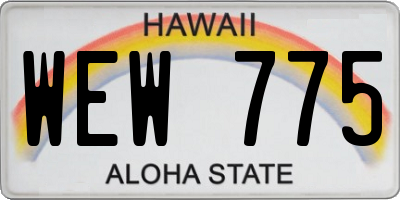 HI license plate WEW775