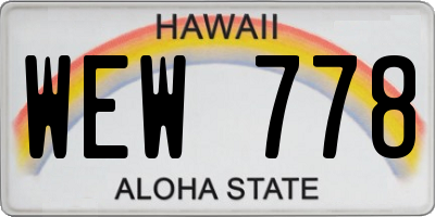 HI license plate WEW778