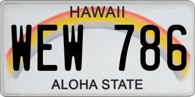 HI license plate WEW786