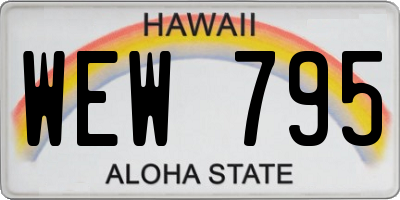 HI license plate WEW795