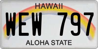 HI license plate WEW797