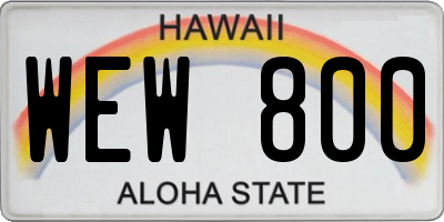 HI license plate WEW800