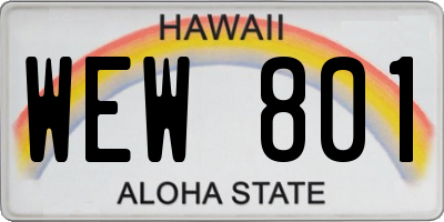 HI license plate WEW801