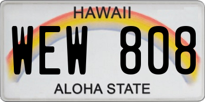 HI license plate WEW808