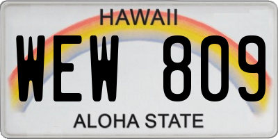 HI license plate WEW809