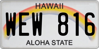 HI license plate WEW816