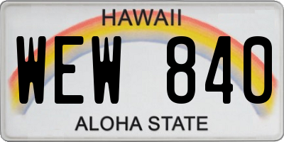 HI license plate WEW840