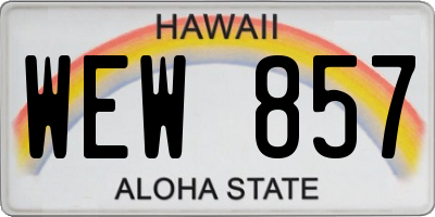 HI license plate WEW857