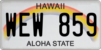 HI license plate WEW859