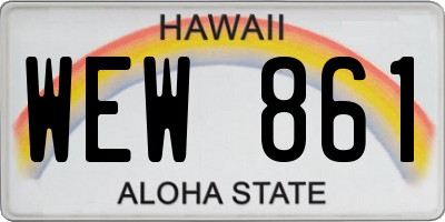HI license plate WEW861