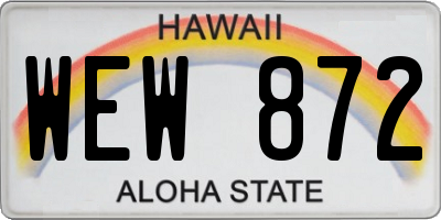 HI license plate WEW872