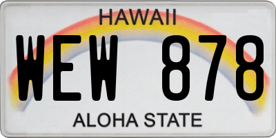 HI license plate WEW878